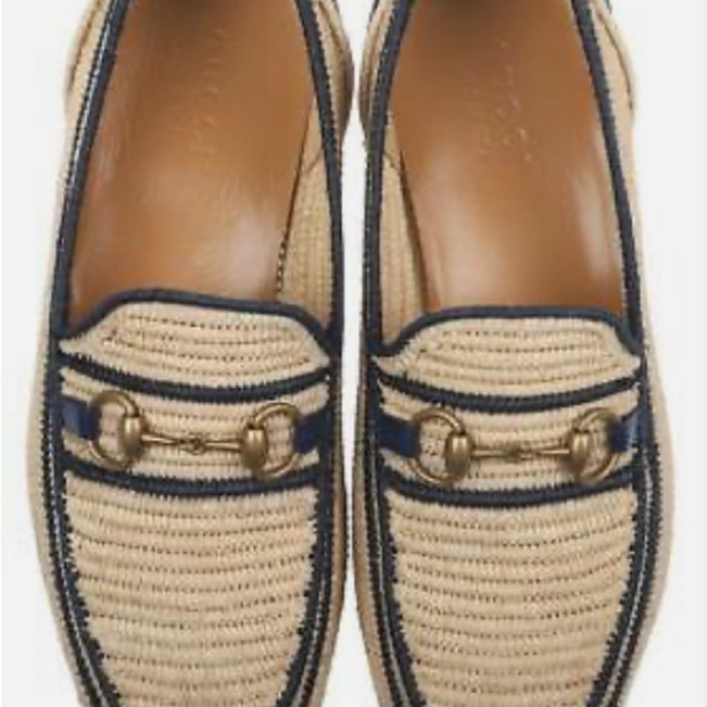 Gucci Men Natural Beige Raffia Horsebit Casual Loafer - Picture 9 of 11